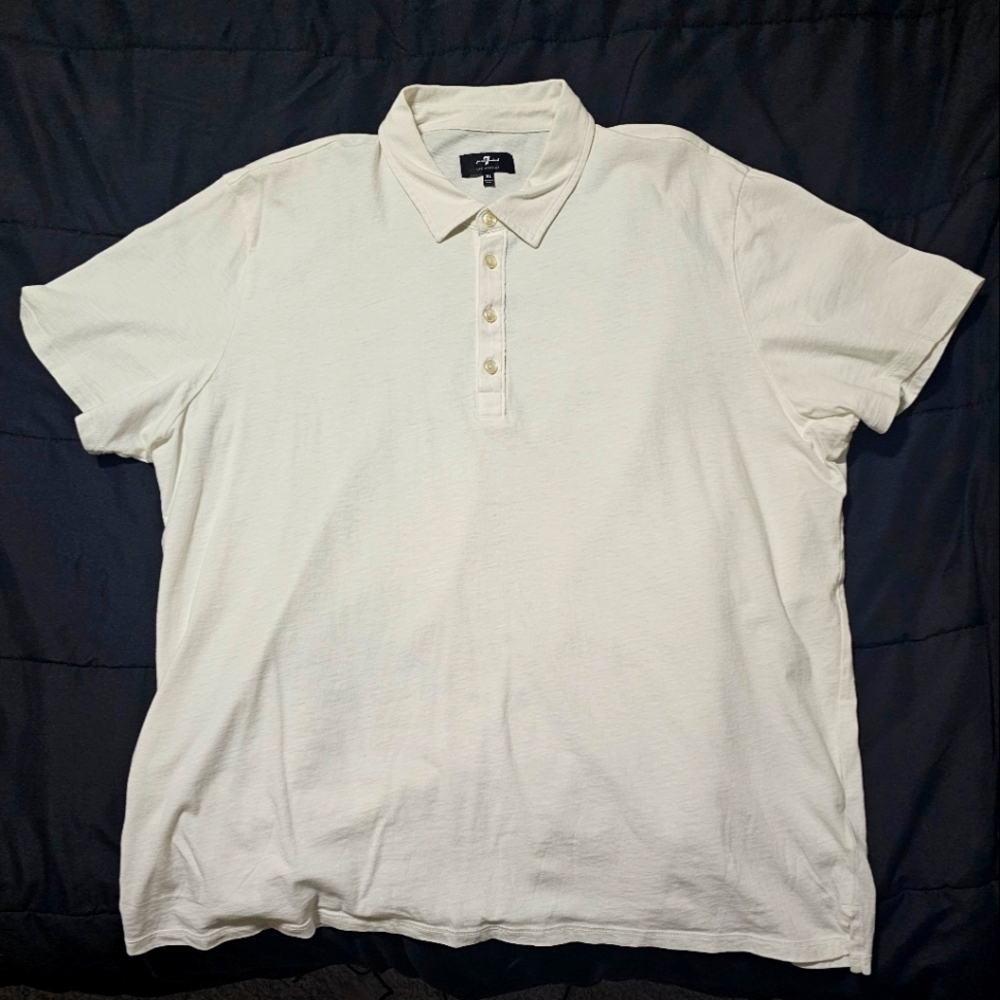 7 for All Mankind White XL Polo Shirt
